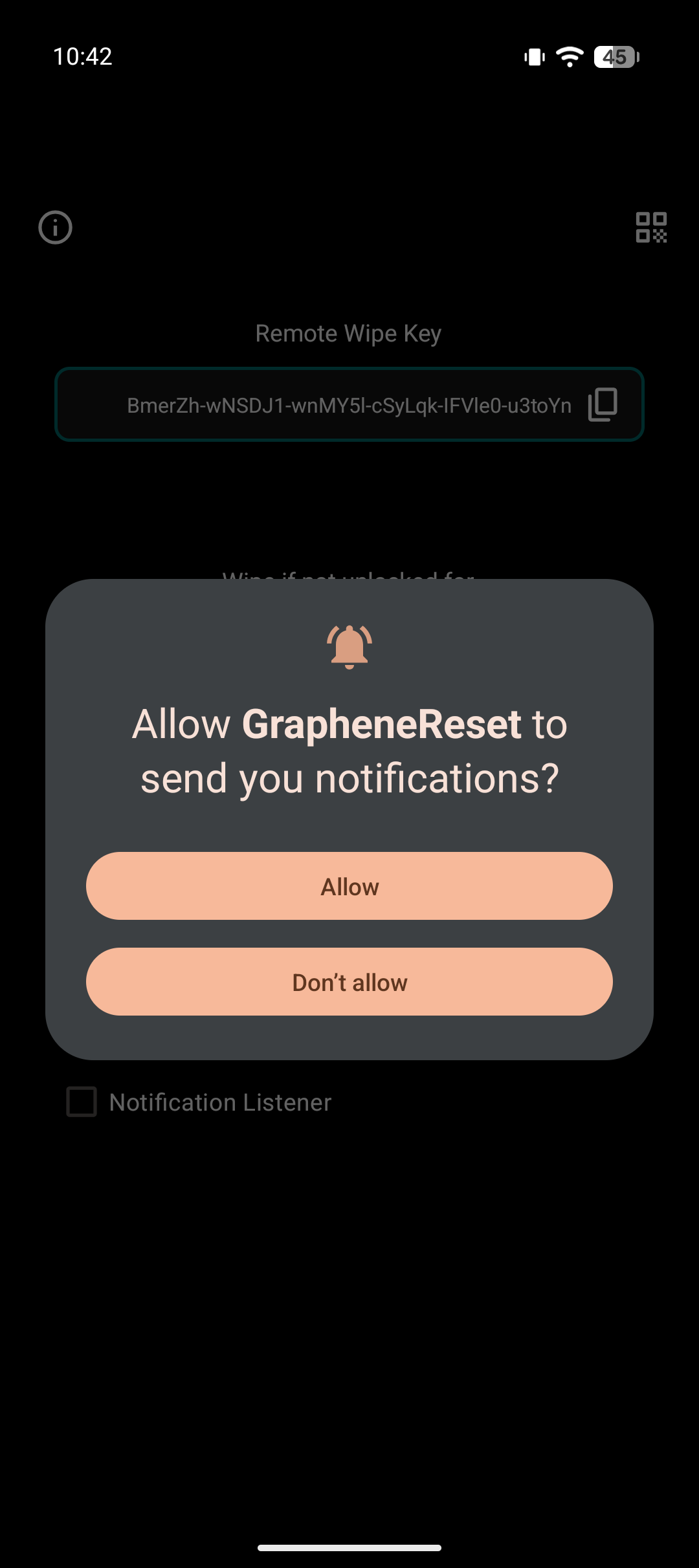 Allowing notification access