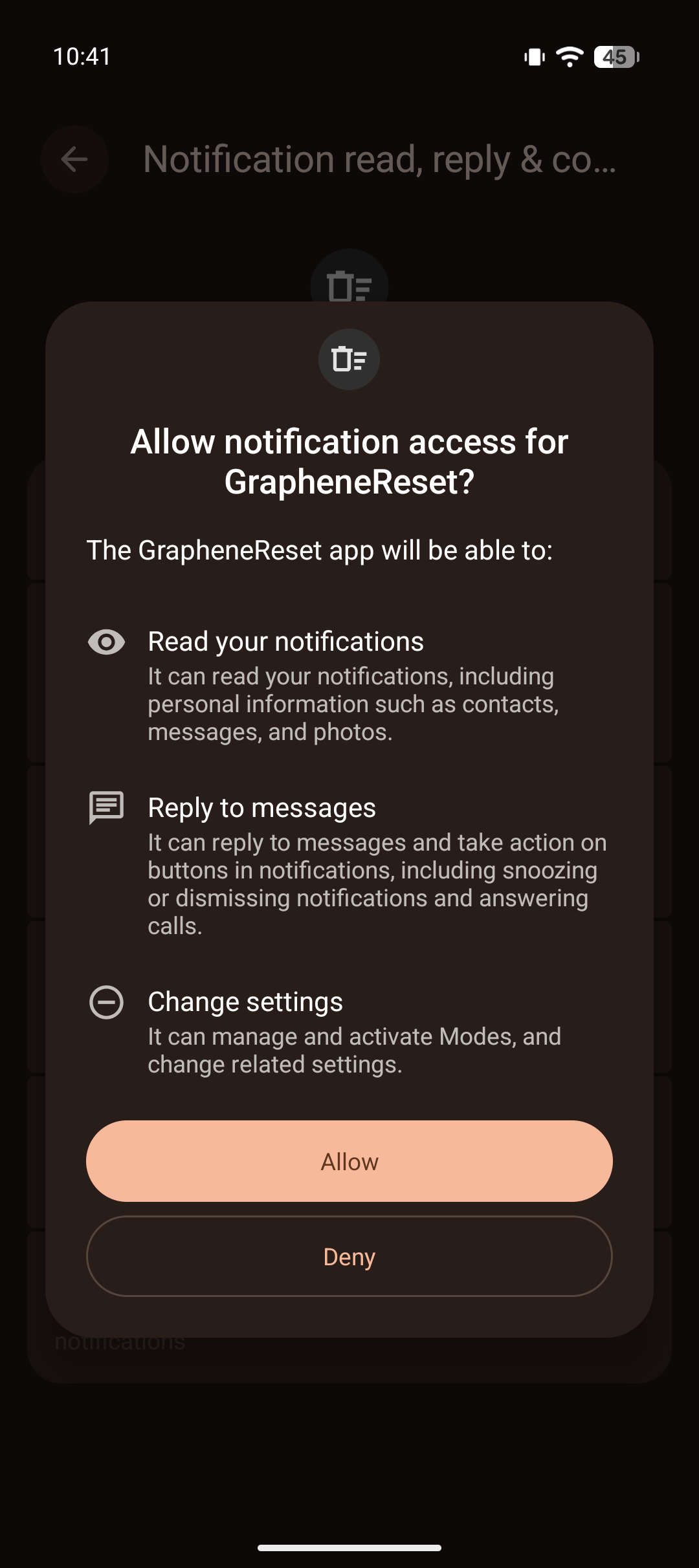 Enabling notification access